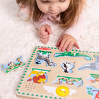 Melissa & Doug Zoo Animals Sound Puzzle (LCI727)-Full Colour, matching pictures appear underneath each piece