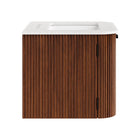Modway Zia 24" Wall-Mount Bathroom Vanity with Marble Sink - Walnut-Plumbing Cutouts