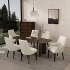 Manhattan Comfort Beever Modern Chenille Upholstered Dining Chair and Arm Chair Set - Cream - Set of 6-Upholstered in Luxurious Chenille with Foam Padding