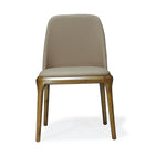 Manhattan Comfort Courding 20.9" Modern Faux Leather Upholstered Dining Chair - Tan and Walnut - Set of 2-Standard 4-Leg Base with Exposed Chair Seat Frame