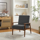 Modway Jensen Boucle Fabric Accent Chair - Walnut Charcoal-Padded Foam