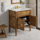 Modway Elysian 30" Wood Bathroom Vanity - White/Brown-Concealed Kitchen Hinges