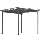 Outsunny Outdoor Retractable Pergola Canopy - 10' x 10' - Grey-Sturdy steel powder coated frame for superior strength and stability 