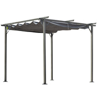 Outsunny Outdoor Retractable Pergola Canopy - 10' x 10' - Grey-Sturdy steel powder coated frame for superior strength and stability 
