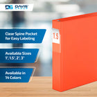 Davis Group Premium Economy Binder - D Ring - 1.5" - Orange - 6 Pack-D Ring, Non-Locking