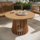 Modway Lane 31" Round Outdoor Teak Wood Coffee Table - Natural-Slatted Pedestal Base