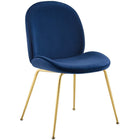 Modway Scoop Gold Stainless Steel Leg Performance Velvet Dining Chair - Navy-Modern Dining Side Chair