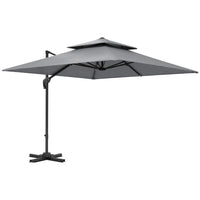 Outsunny 10' L x 10' W Cantilever Patio Umbrella - Light Grey-Solid aluminum structure promotes longevity 