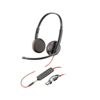 HP Poly Blackwire 3225 Stereo USB-C Headset with USB-A Adapter-Dynamic EQ optimizes the quality of your voice on calls, and automatically adjusts the EQ settings when you want high-quality sound for listening to music or for multimedia playback.