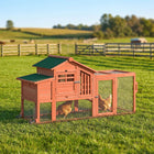 PawHut Chicken Coop with Run, Mobile Wooden Chicken House with Nesting Box-Features a slide-out tray and multiple doors for easy cleaning and access