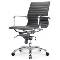 Plata Import Antoni Office Chair Leather Upholstery Low Back Adjustable Height Metal Frame - Black-PU leather upholstery and metal gold frame in Black