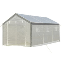 Outsunny 20' x 10' x 9' Walk-in Greenhouse with Roll Up Doors & 6 Windows- This backyard greenhouse is suitable for plants, vegetables, fruits, flower breeding   