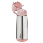 b.box - Insulated Drink Bottle - 500ml - Blush Crush-Leak-proof straw lid with push-button opening for little hands