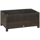 Outsunny Rattan Coffee Table with Tempered Glass Top - Brown-Great for indoor or outdoor use as a coffee table