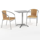 Flash Furniture 23.5'' Square Aluminum Indoor-Outdoor Table with 2 Beige Rattan Chairs (TLH-ALUM-24SQ-020BGECHR2-GG)-Aluminum, Plastic, Rattan, Stainless Steel