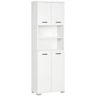 Kleankin Tall Bathroom Storage Cabinet with Doors and Cupboards - White-Open shelves and enclosed cabinets neatly arrange your collection of towels, linen and other bathroom essentials