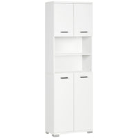 Kleankin Tall Bathroom Storage Cabinet with Doors and Cupboards - White-Open shelves and enclosed cabinets neatly arrange your collection of towels, linen and other bathroom essentials