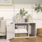 PawHut Cat Litter Box Enclosure with Rattan Door and Scratching Pad - White-Top surface for displaying art, books, or decor items 