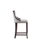 Manhattan Comfort Emperor 19" Traditional Faux Leather Upholstered Bar Stool - Light Grey - 2 Pack-Seat Height: 27"