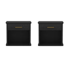 Manhattan Comfort Clifford Traditional 1-Drawer Nightstand - Black-Compact & Functional Design: Ideal for bedrooms, guest rooms, or small spaces