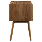 Modway Ember Wood Nightstand With USB Ports - Walnut-10 ft Fixed Power Cord