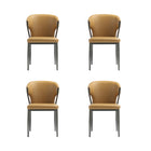 Manhattan Comfort Kirsten 20.5" Modern Leatherette Upholstered Dining Chair - Camel - Set of 4-Modern Dining Chair for Dining Room and Task Use. Set of 4