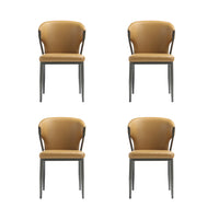 Manhattan Comfort Kirsten 20.5" Modern Leatherette Upholstered Dining Chair - Camel - Set of 4-Modern Dining Chair for Dining Room and Task Use. Set of 4