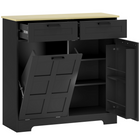 HOMCOM Tilt Out Trash Sideboard Buffet Cabinet with Hidden Garbage Space & Drawers - Black-13-gallon tilt-out trash cabinet hides waste and contains odors 