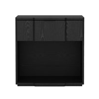 Manhattan Comfort Clive 22" Mid-Century Modern 1-Drawer Nightstand - Black-Clean-lined nightstand crafted from manufactured wood with metal accents for a refined, modern bedroom look