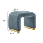 Modway Koda Performance Velvet Waterfall Stool - Brass/Cadet Blue-Waterfall Design