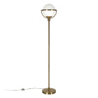 Hudson&Canal Cieonna Globe & Stem Floor Lamp with Glass Shade - Brass/White-Paired with a white globe glass shade
