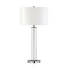 Hudson&Canal Harlow 29" Tall Table Lamp with Fabric Shade - Clear Glass/Polished Nickel/White-Paired with a white drum fabric shade