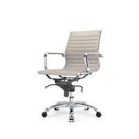 Plata Import Antoni Office Chair Leather Upholstery Low Back Adjustable Height Metal Frame - Grey-PU leather upholstery and metal gold frame in Grey