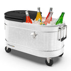 Permasteel 80 qt Rolling Cooler - Galvanized Steel-Interior Dimensions: 29.75"W x 15"D x 11.75"H