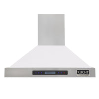 KUCHT KRH3015-W 30" 900 CFM Wall Mounted Range Hood - Stainless Steel/White-Professional range hood features 3 powerful blowers up to 900 CFM that will give you different levels of airflow and capture smoke and cooking odours in a quiet operation