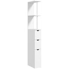 HOMCOM Narrow Bathroom Floor Cabinet with Drawer and Open Shelves - White-With a tall and slim profile in modern style  