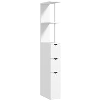 HOMCOM Narrow Bathroom Floor Cabinet with Drawer and Open Shelves - White-With a tall and slim profile in modern style  