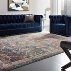 Modway Tribute Every Distressed Vintage Floral Area Rug - 8 ft W x 10 ft L - Multicolored-Tight Low Pile Weave