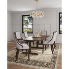 Manhattan Comfort Grand 18.5" Traditional Faux Leather Upholstered Dining Chair - Light Grey - Set of 2-Frame Made of Solid Beech Wood with Rich Walnut Finish