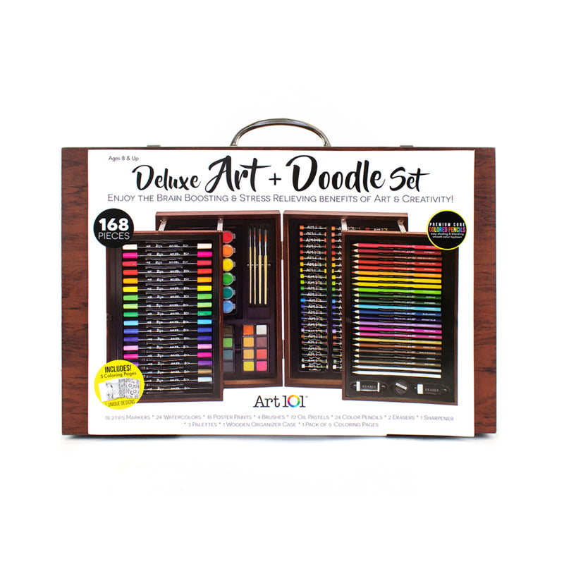Art 101 Deluxe Art & Doodle Wood - 168 Piece Art Set | staples.ca