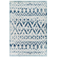 Modway Reflect Tamako Diamond/Chevron Moroccan Trellis Indoor / Outdoor Area Rug - 8 ft W x 10 ft L - Ivory/Blue-Distressed Diamond and Chevron Moroccan Trellis Area Rug