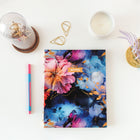 Blueline NotePro Fashion Collection Hardcover Notebook - 9-1/4" x 7-1/4" - Midnight Floral-Self-adhesive tabs, index sheet, storage pocket