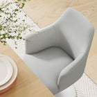 Modway Lippa Swivel Dining Vegan Leather Armchair - White White-Fixed Seat Cushion