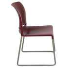 Flash Furniture HERCULES Series Burgundy Full Back Contoured Stack Chair with Grey Powder Coated Sled Base-Grey Powder Coated Sled Base Frame
