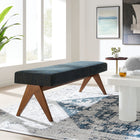 Modway Lyra 63" Fabric Upholstered Bench - Azure-Rubberwood Legs