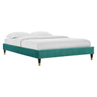 Modway Harlow Performance Velvet Full Platform Bed Frame - Teal-Stain-Resistant Performance Velvet
