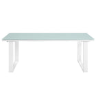 Modway Fortuna Outdoor Patio Coffee Table - White-Tempered Glass w/ Brown Underside