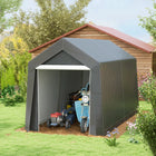 Outsunny Outdoor Portable Shed with Roll-up Door - 7' x 12' - Dark Grey-A large door seals your tools inside 