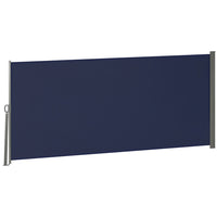 Outsunny Retractable Side Awning with Resistance to UV Rays & Wind - 118" x 63" - Dark Blue-Flexible side awnings for outdoor and indoor use

