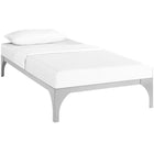 Modway Ollie Twin Bed Frame - Silver-Slatted Poplar Wood Support System